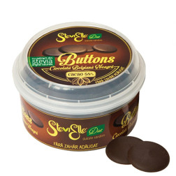 SteviElle Dark Buttons Ciocolată Belgiană Neagră Fără Zahăr, diabet, slăbit