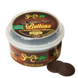 SteviElle Dark Buttons Ciocolată Belgiană Neagră Fără Zahăr, diabet, slăbit